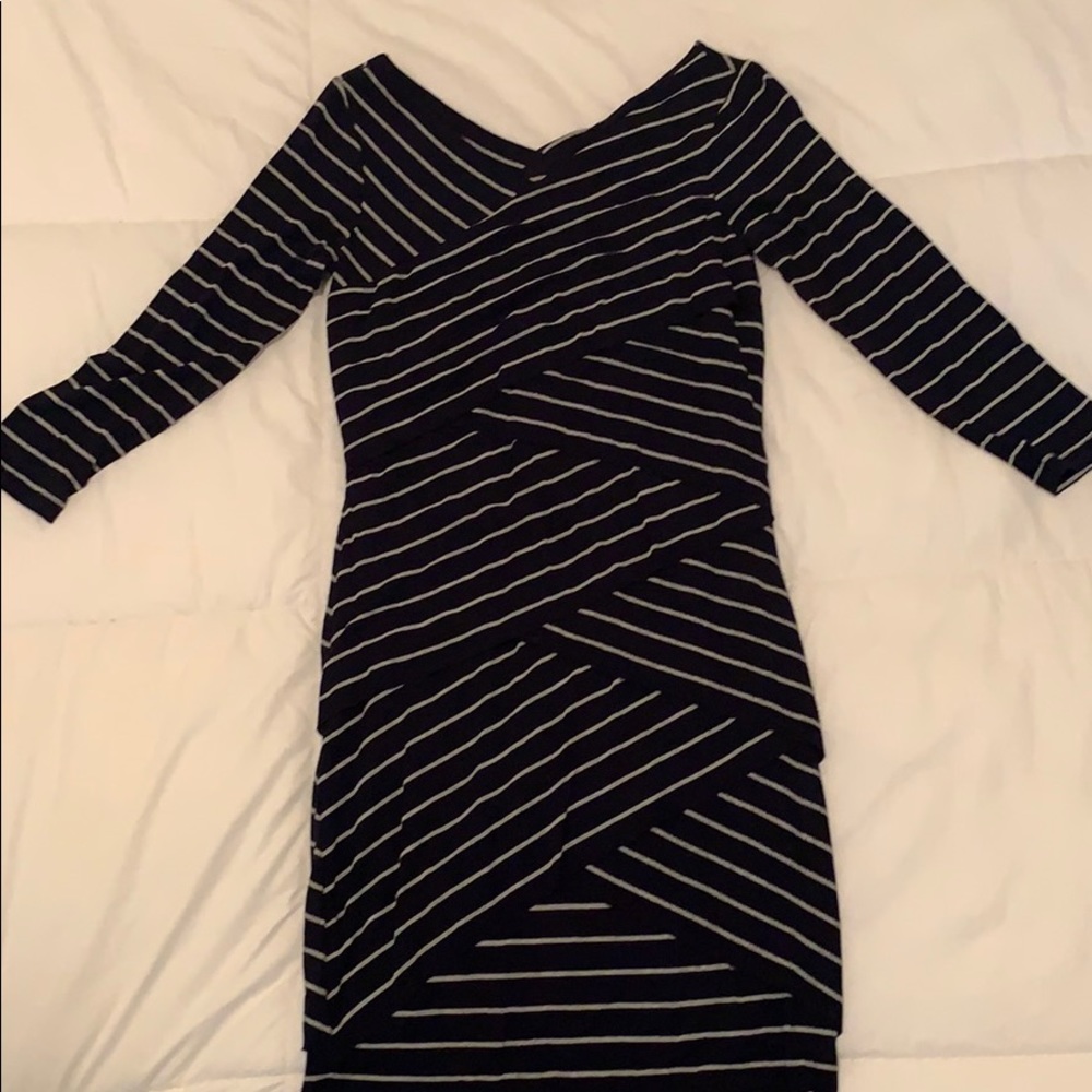 Vince Camino navy and gray striped dress